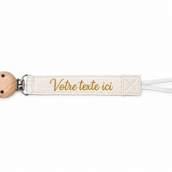 Attache tétine beige personnalisable