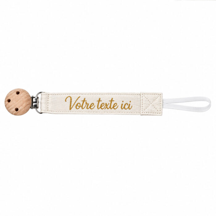 Attache tétine beige personnalisable