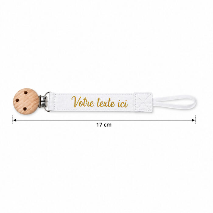 Attache tétine blanc personnalisable - Bébé Tendances