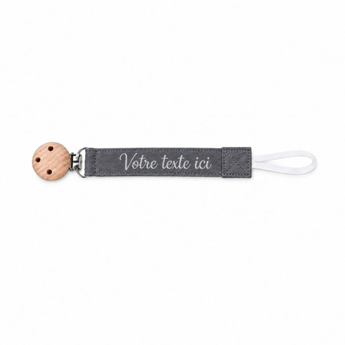Attache tétine gris personnalisable