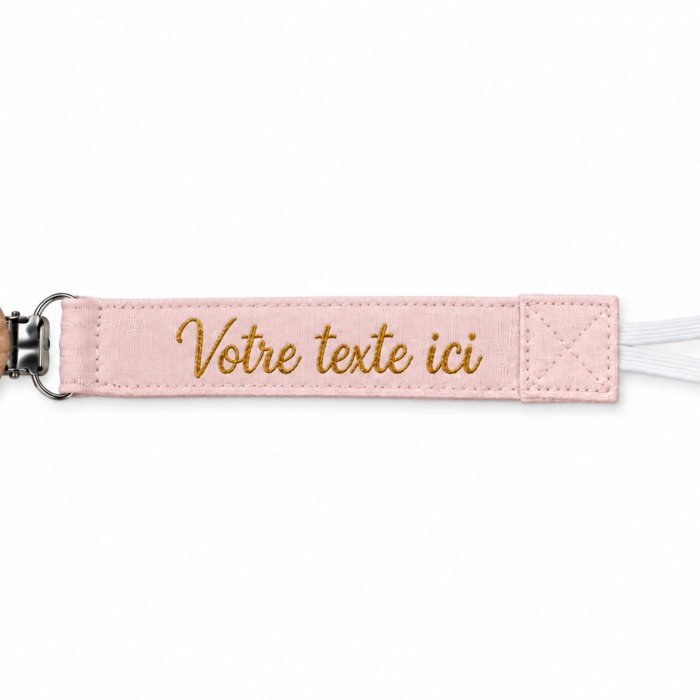 Attache tétine rose personnalisable