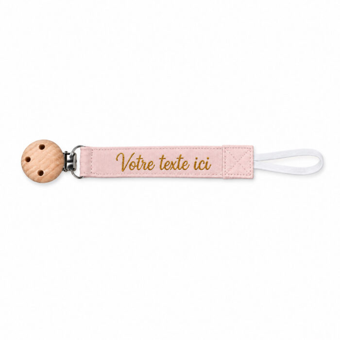 Attache tétine rose personnalisable