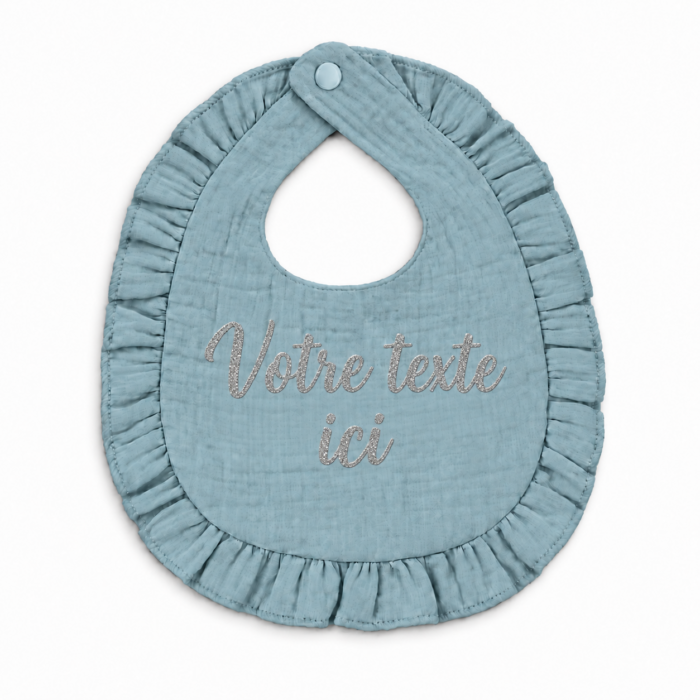 Bavoir Bleu à Volants personnalisable