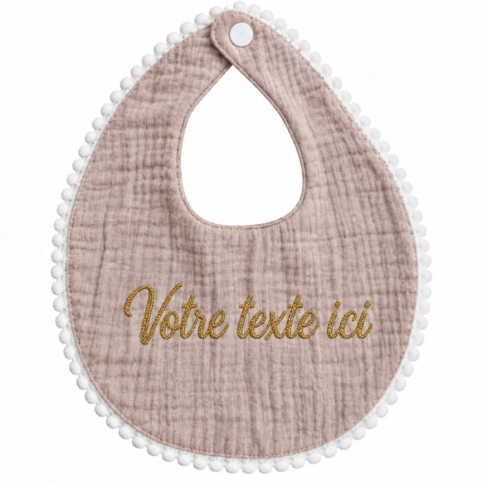 Bavoir beige à galon personnalisable