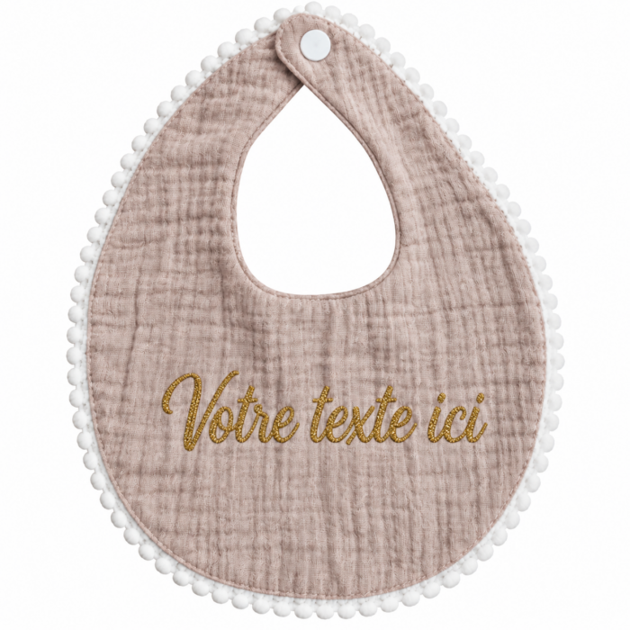 Bavoir beige à galon personnalisable