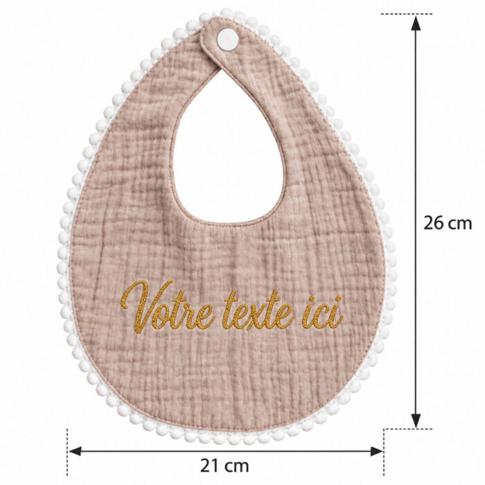 Bavoir beige à galon personnalisable - Bébé Tendances