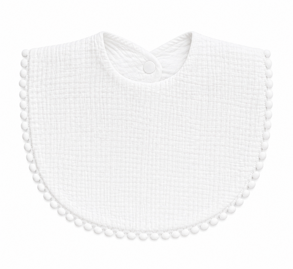 Bavoir blanc à galon - Bébé Tendances