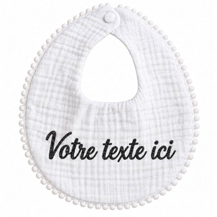 Bavoir blanc à galon - Bébé Tendances