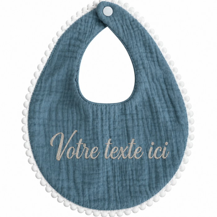 Bavoir bleu canard à galon personnalisable