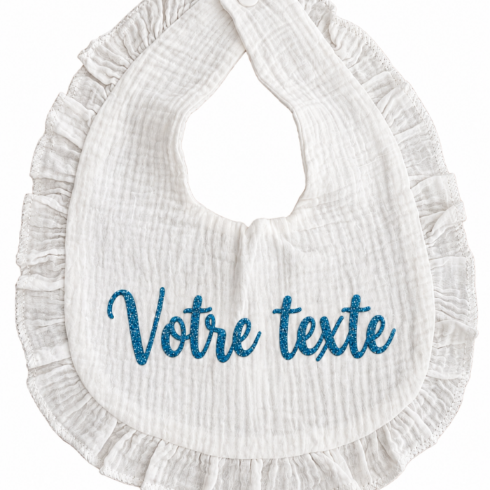 Bavoir en mousseline blanc personnalisé