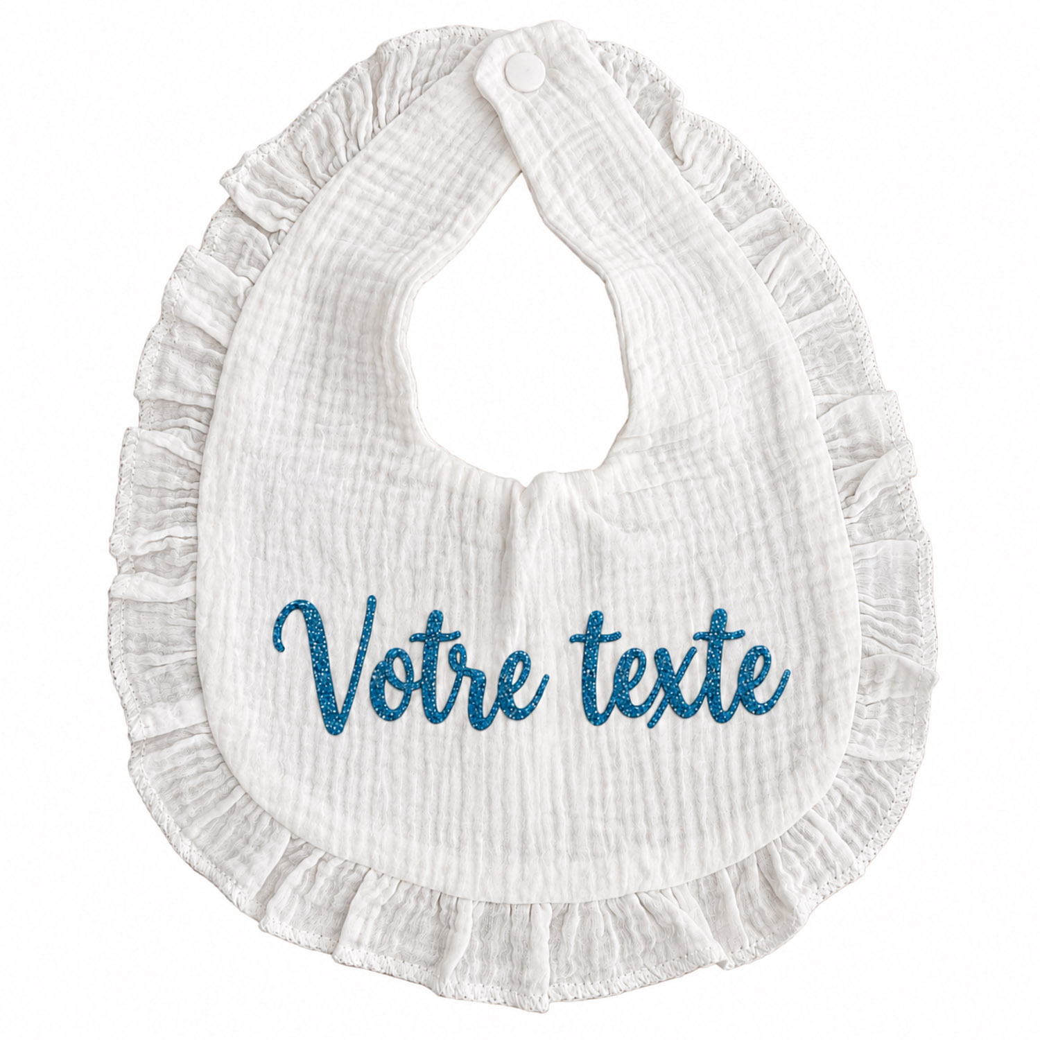 Bavoir en mousseline blanc personnalisé