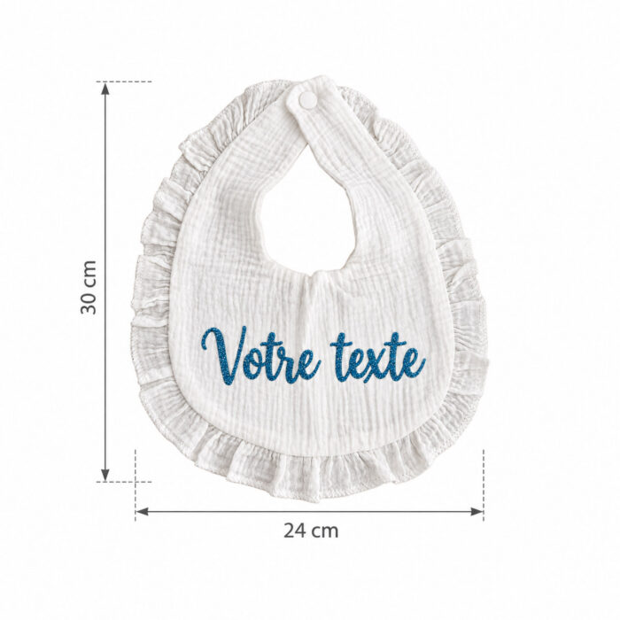 Bavoir en mousseline blanc personnalisé - Bébé Tendances
