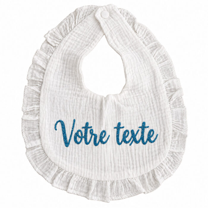 Bavoir en mousseline blanc personnalisé - Bébé Tendances
