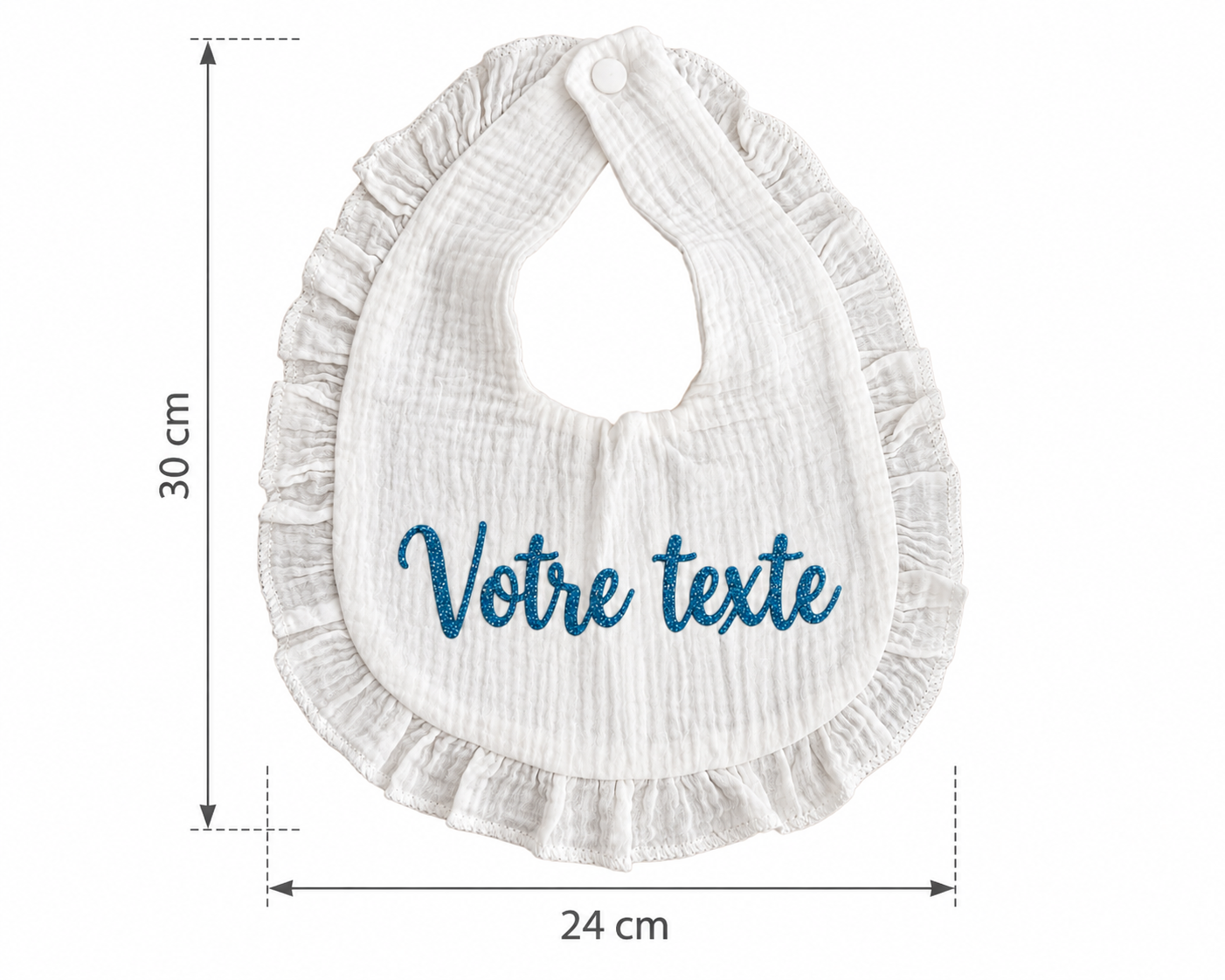 Bavoir en mousseline blanc personnalisé – Image 2