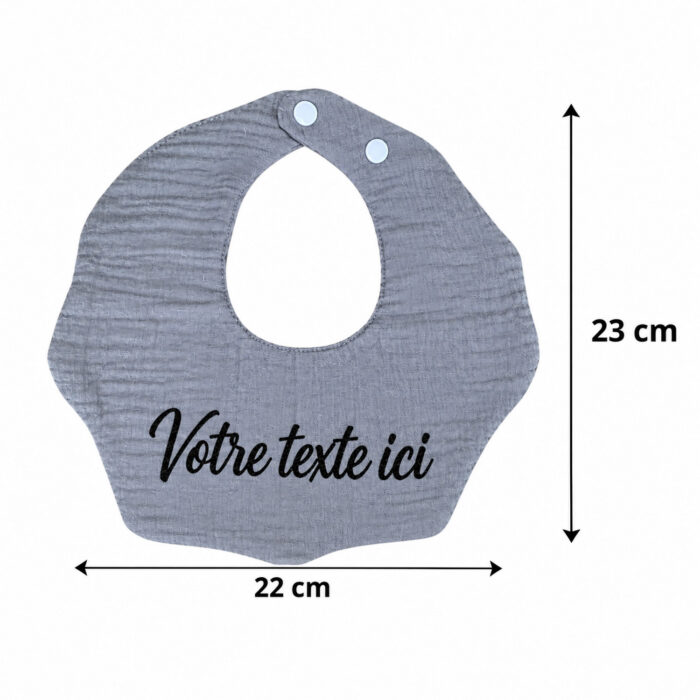 Bavoir gris personnalisable - Bébé Tendances