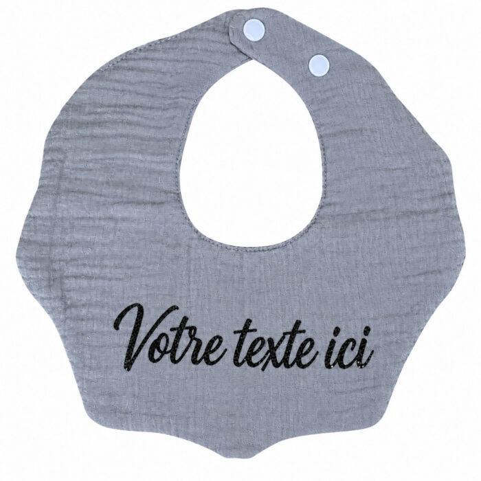 Bavoir gris personnalisable - Bébé Tendances