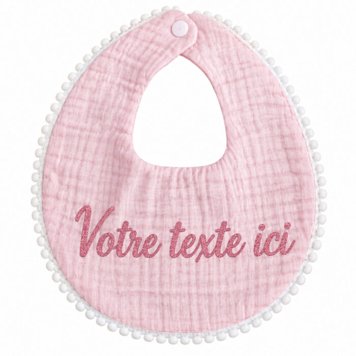 Bavoir rose à galon personnalisable