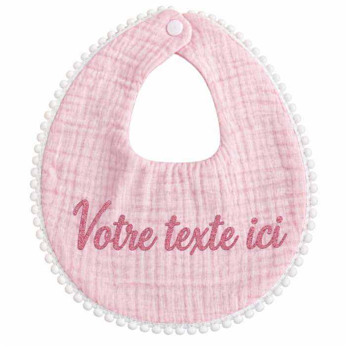Bavoir rose à galon personnalisable