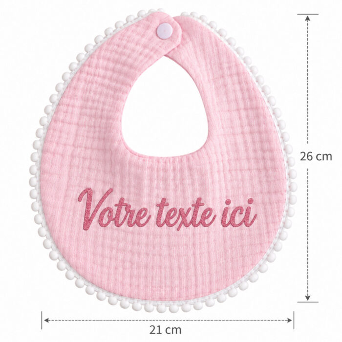 Bavoir rose à galon personnalisable - Bébé Tendances