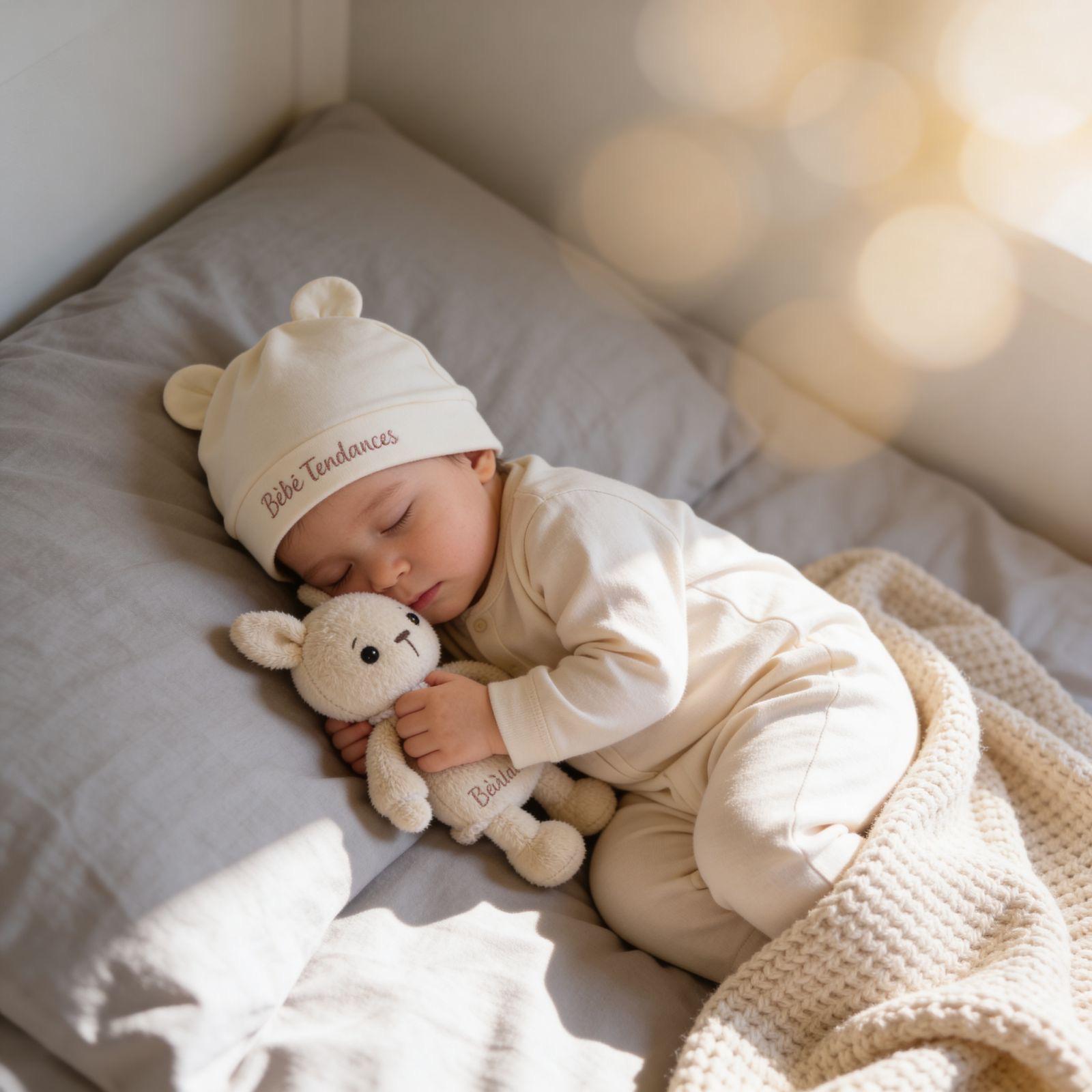 Bonnet de naissance blanc personnalisable – Image 2