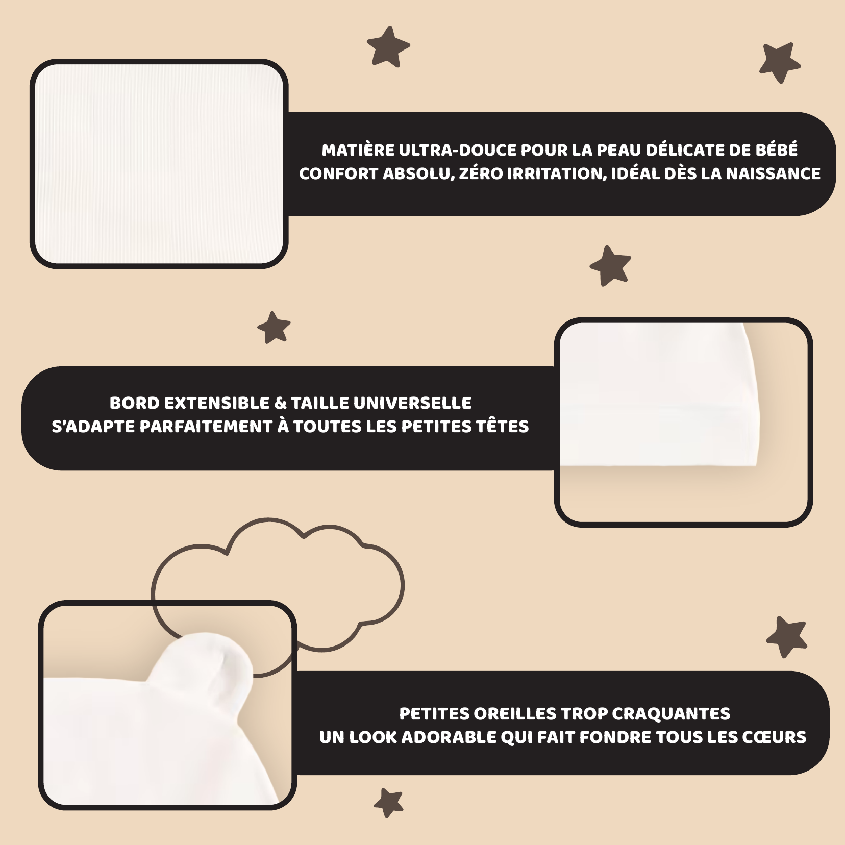 Bonnet de naissance blanc personnalisable – Image 5