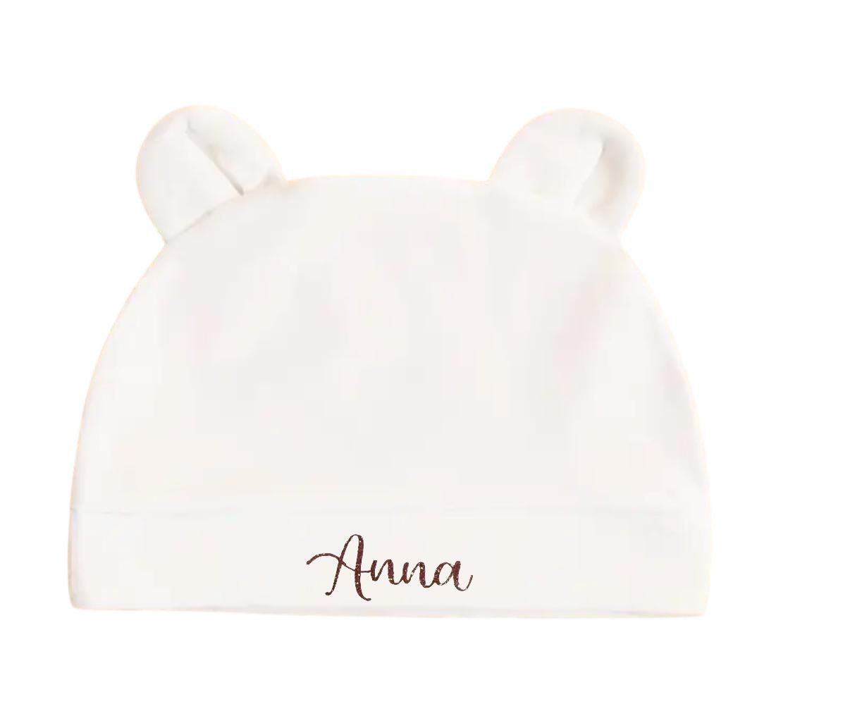Bonnet de naissance blanc personnalisable – Image 6