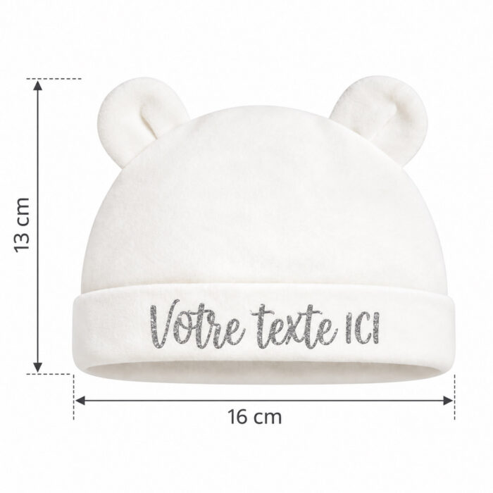 Bonnet de naissance blanc personnalisable - Bébé Tendances