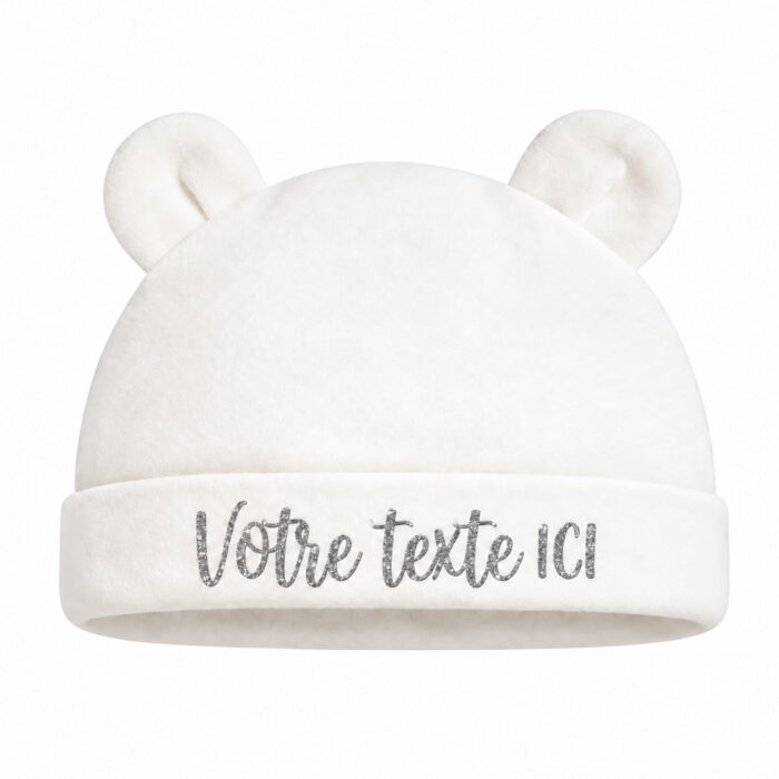 Bonnet de naissance blanc personnalisable - Bébé Tendances