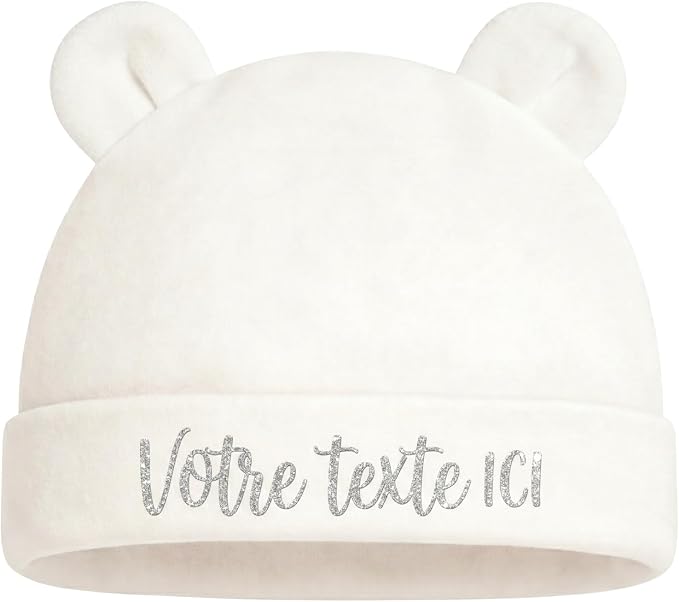 Bonnet de naissance blanc personnalisable