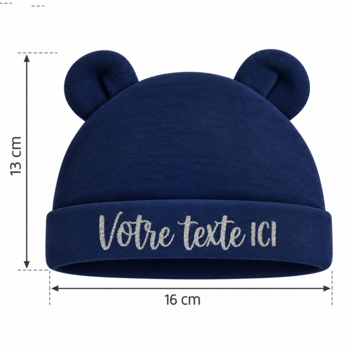 Bonnet de naissance bleu marine personnalisable - Bébé Tendances