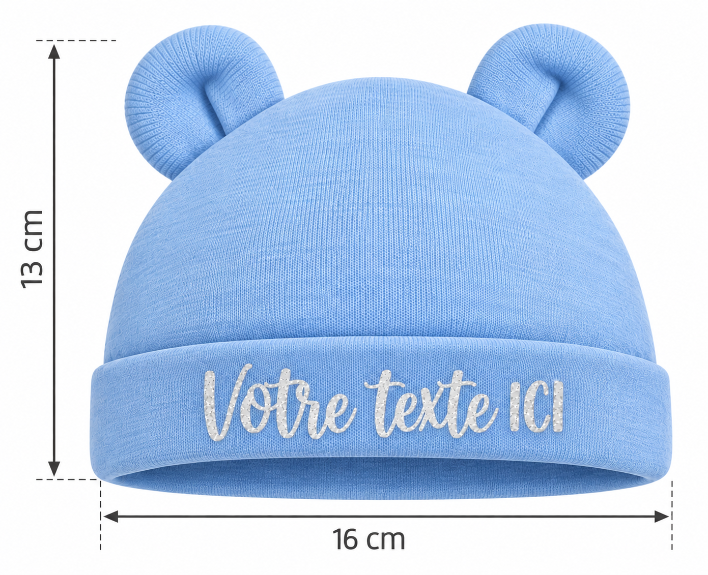 Bonnet de naissance bleu personnalisable – Image 2