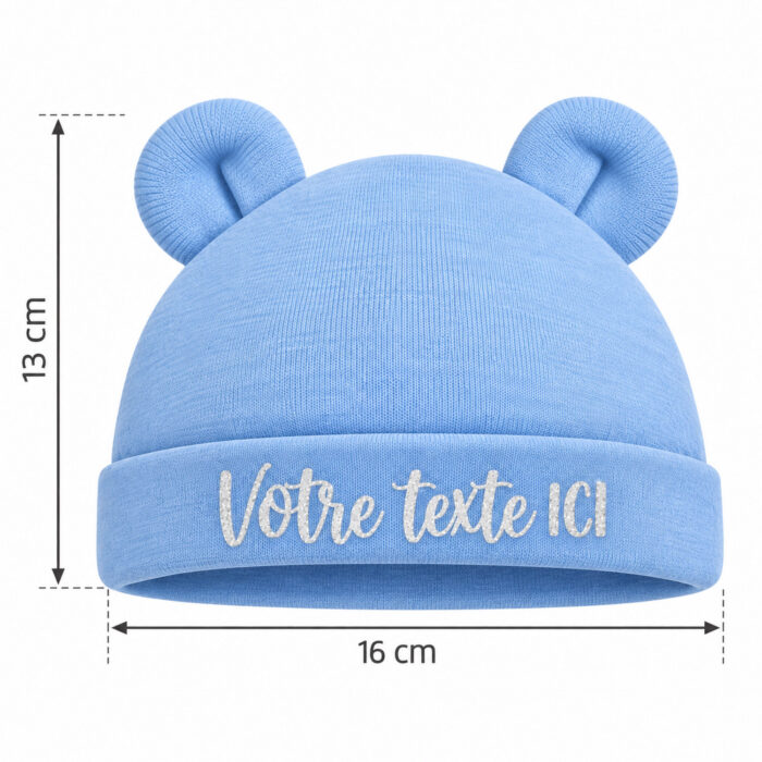 Bonnet de naissance bleu personnalisable - Bébé Tendances