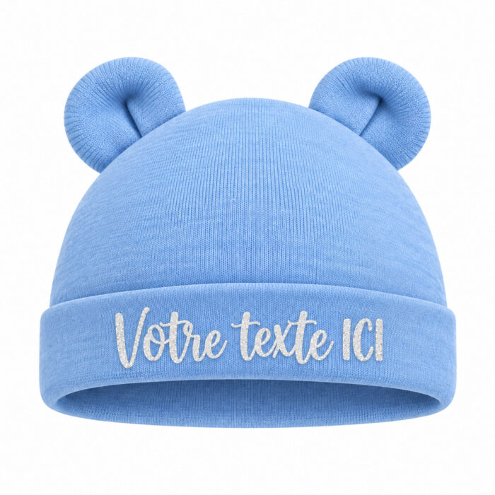 Bonnet de naissance bleu personnalisable - Bébé Tendances