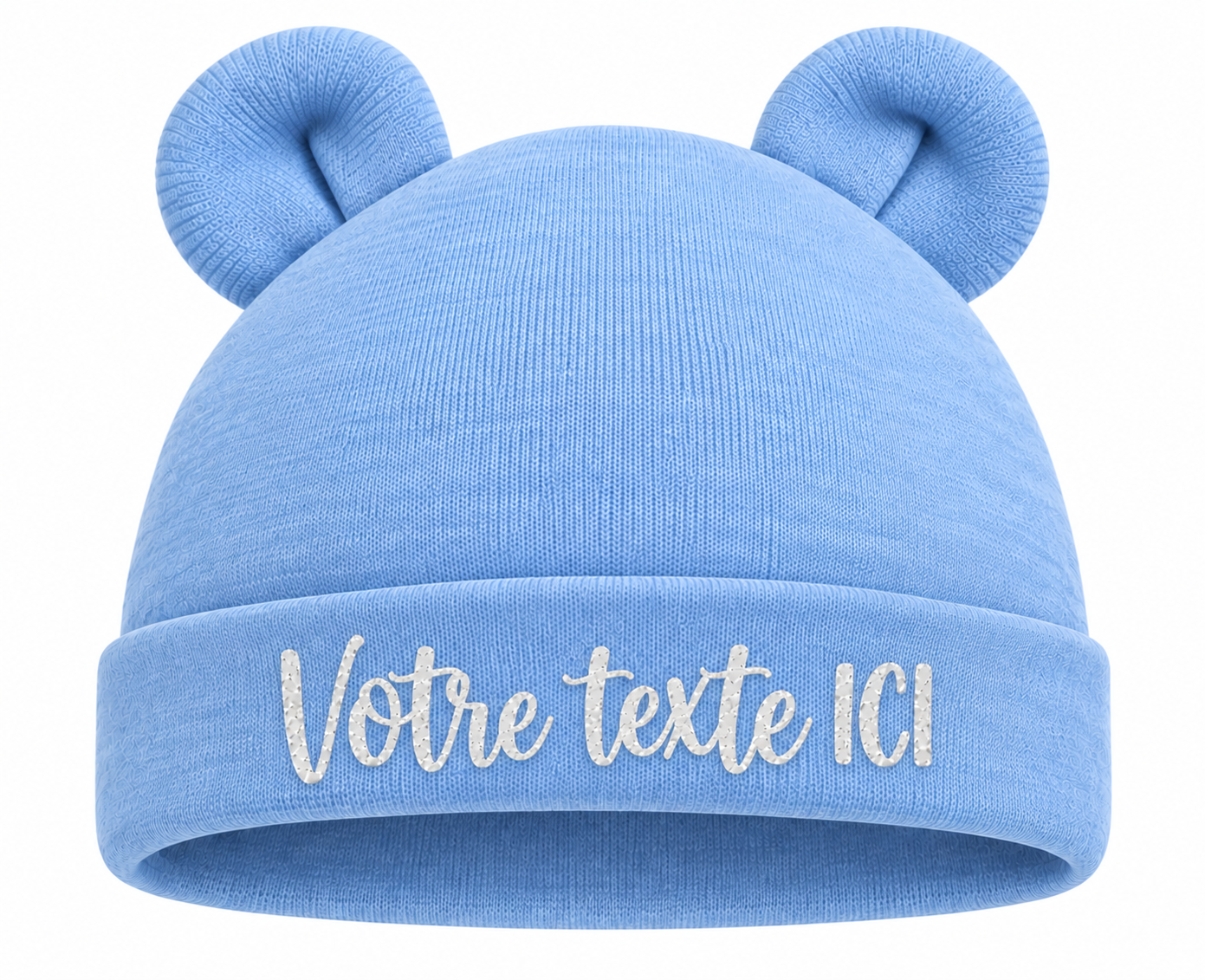 Bonnet de naissance bleu personnalisable