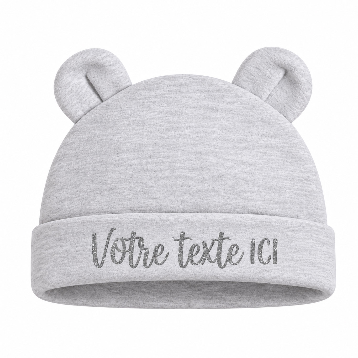 Bonnet de naissance gris personnalisable - Bébé Tendances