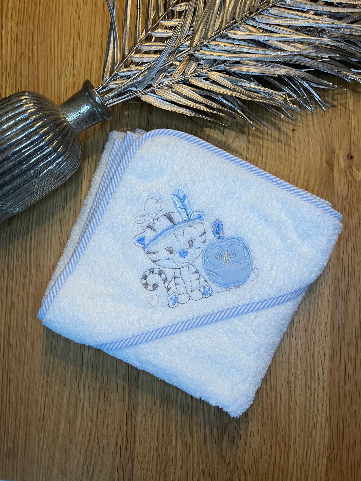 Cape de bain 100x100 bleu - Bébé Tendances