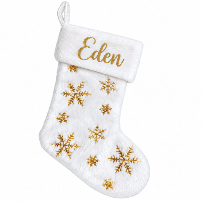 Chausson de noël doré personnalisable - Bébé Tendances