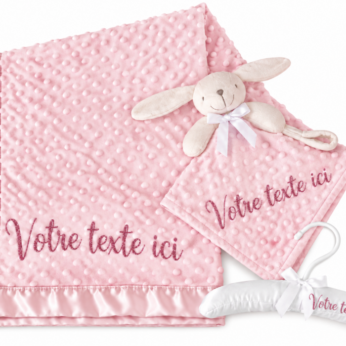 Coffret personnalisé rose - 3 pièces