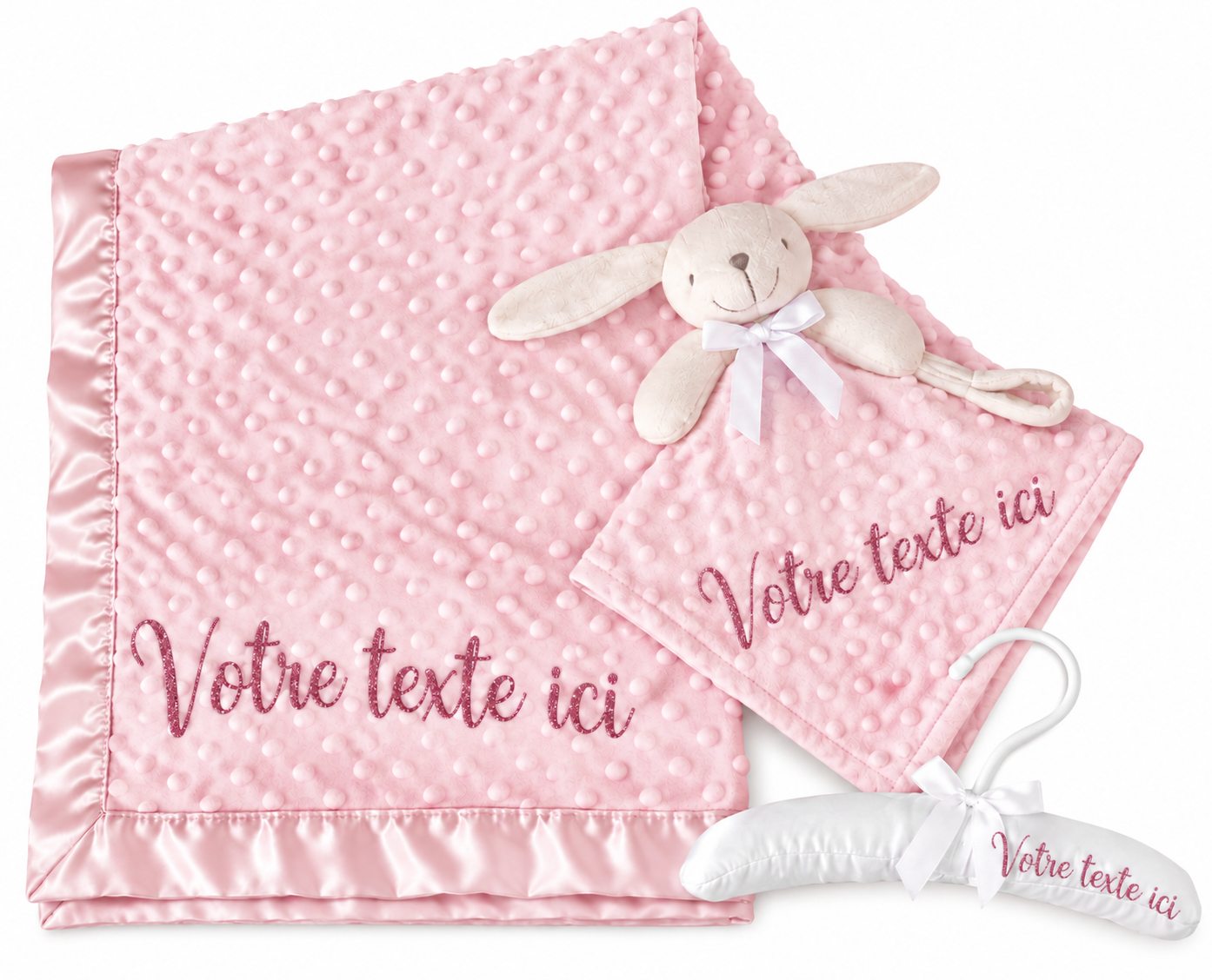 Coffret personnalisé rose - 3 pièces