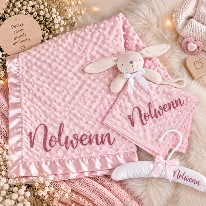 Coffret personnalisé rose - 3 pièces - Bébé Tendances
