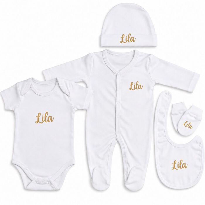 Coffret Tenue de Naissance Personnalisée – 6 pièces - Bébé Tendances