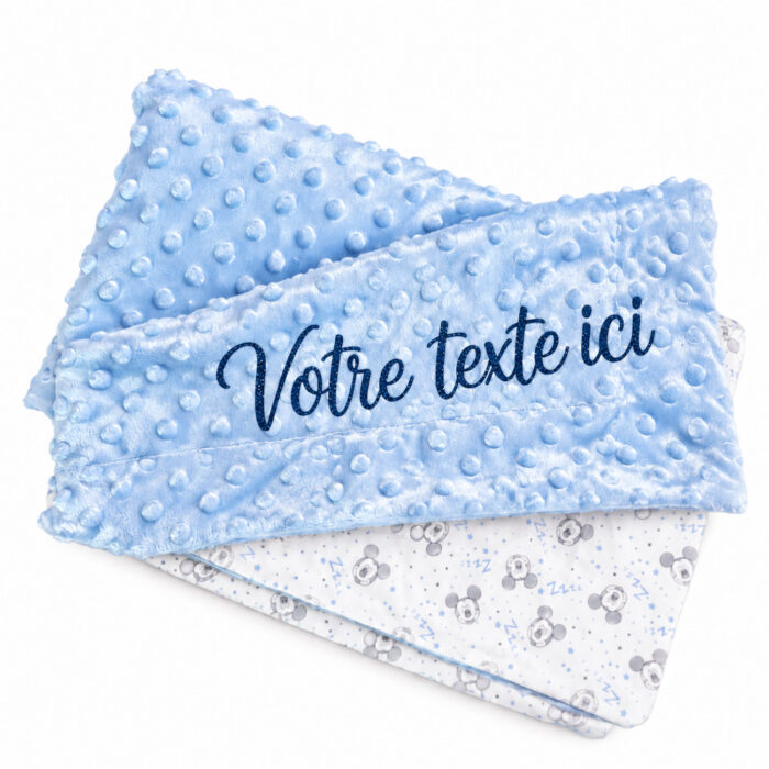 Couverture à bulles Mickey bleu personnalisable - Bébé Tendances