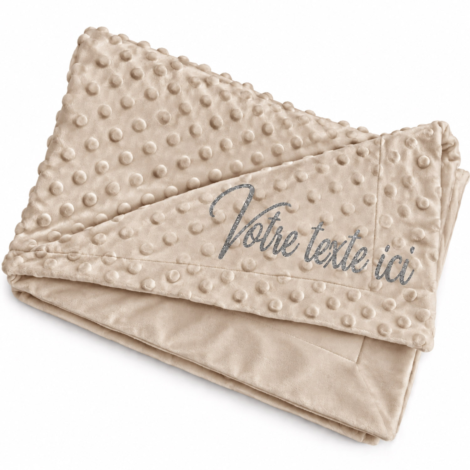 Couverture bébé personnalisée beige – Prénom 80×110 cm - Bébé Tendances
