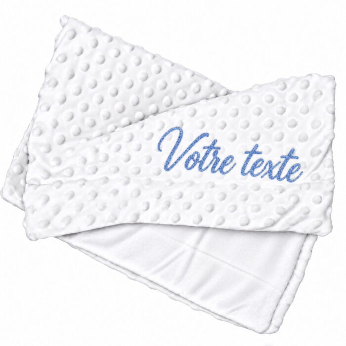 Couverture bébé personnalisée blanc – Prénom 80×110 cm - Bébé Tendances