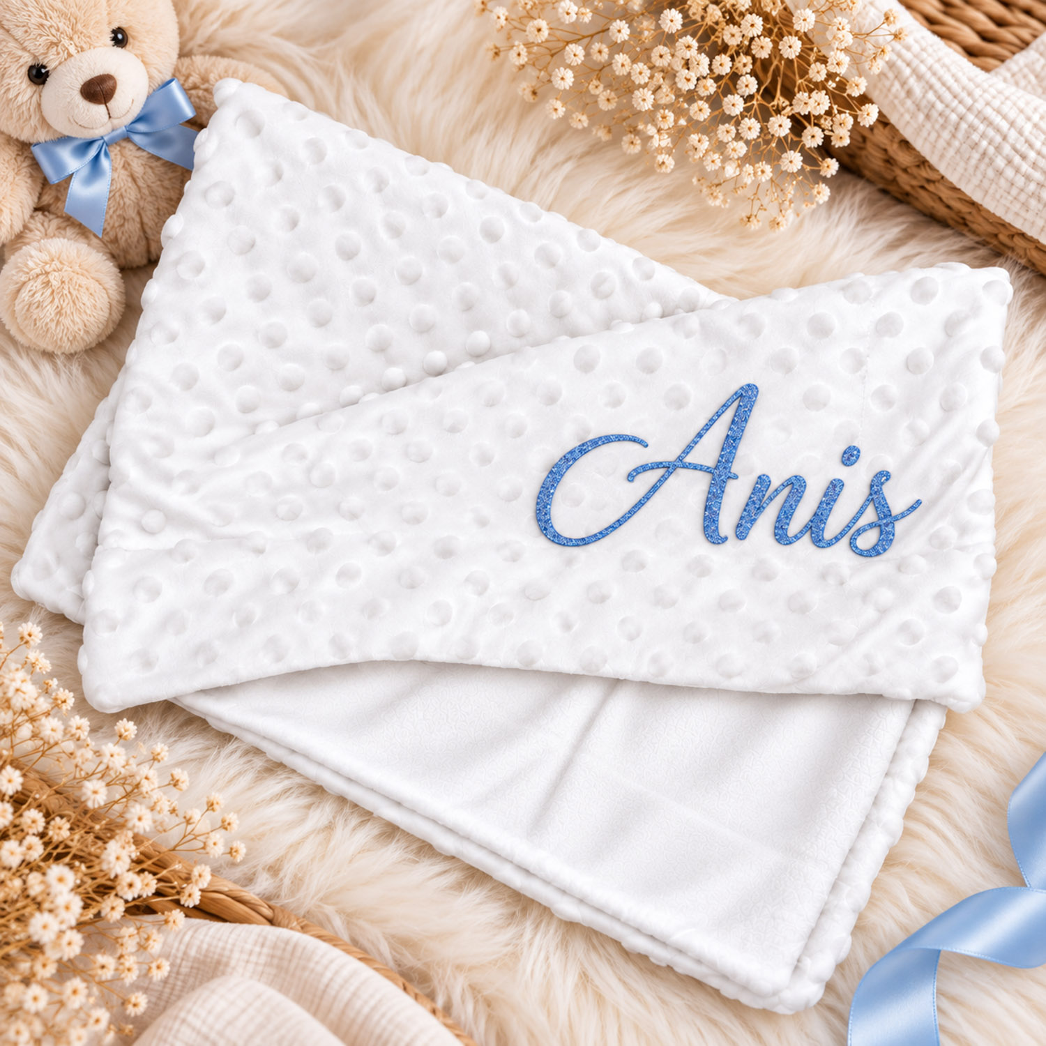 Couverture blanc personnalisable - Bébé Tendances