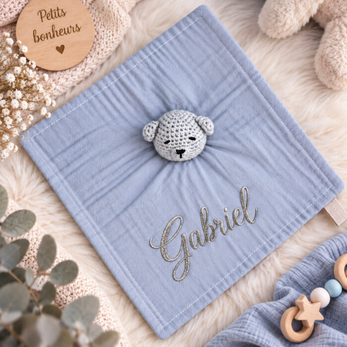 Doudou gris personnalisable - Bébé Tendances