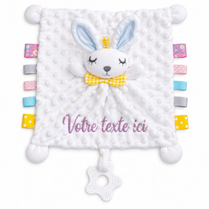 Doudou lapin blanc personnalisable