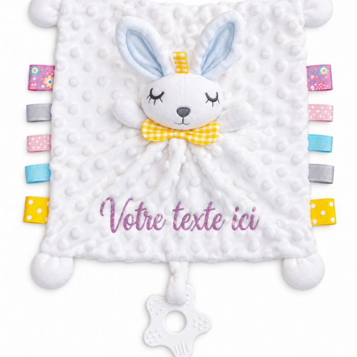 Doudou lapin blanc personnalisable