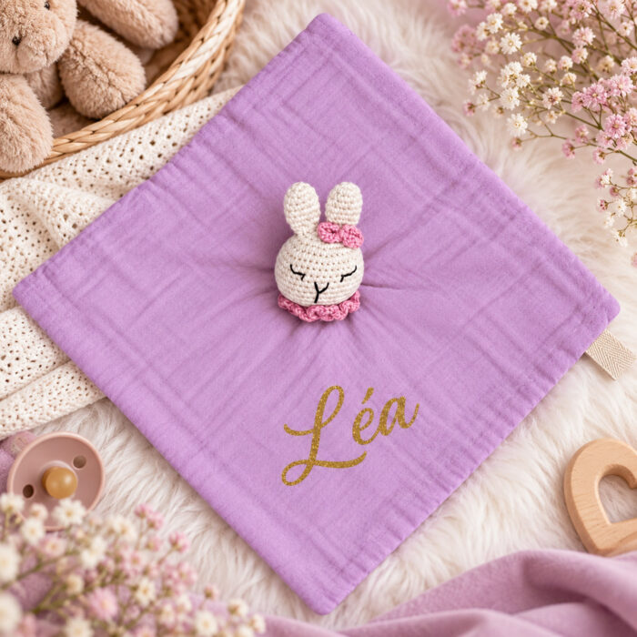 Doudou vieux rose personnalisable - Bébé Tendances