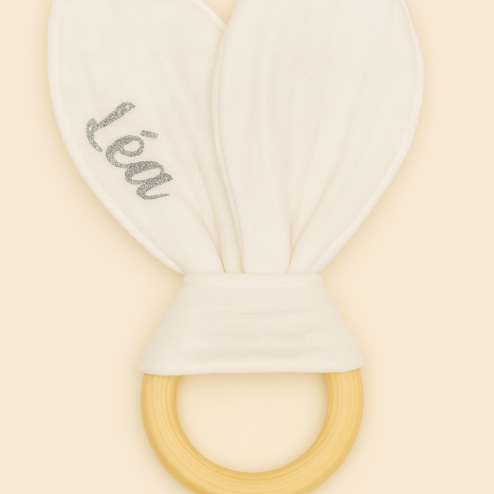Hochet blanc personnalisable - Bébé Tendances